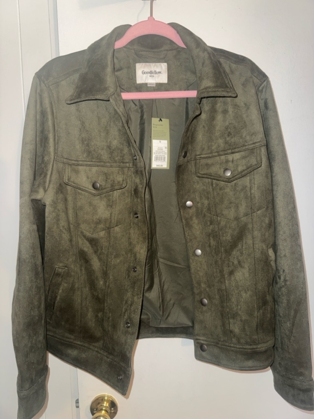Goodfellow & Co Olive Green Suede-Effect Utility Jacket